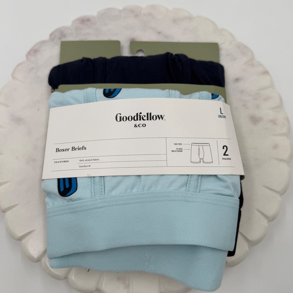 Goodfellow & Co Mens Boxer Briefs 2 Pack Popsicle Navy Blue Large 36-38 NEW